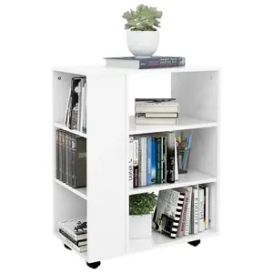 Berkfield Rolling Cabinet High Gloss White 60x35x75 cm Engineered Wood