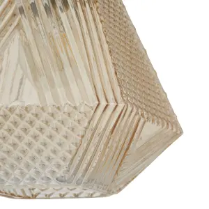 Prism Textured Champagne LED Pendant ceiling light, (Dia)200mm