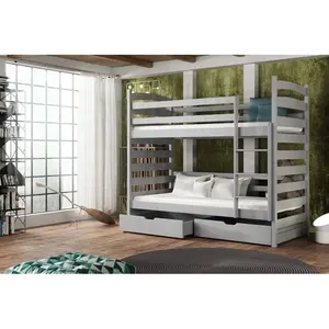 Teme Single (3') Bunk Bed with Drawers Grey