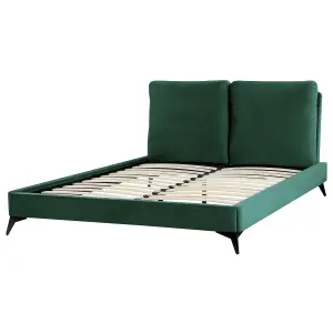 Velvet EU Double Size Bed Green MELLE