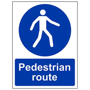 Pedestrian Route Public Safety Sign - Rigid Plastic - 150x200mm (x3)