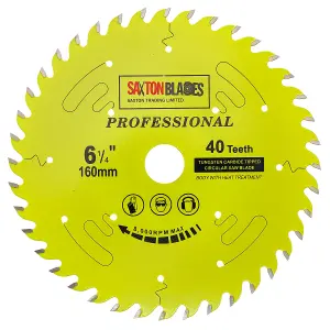 Saxton TCT16040TPRO Professional Range TCT Circular Blade 160mm x 40 Teeth x 20mm bore 16mm ring