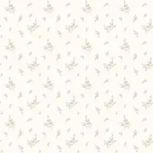 Galerie Miniatures 2 White Purple Green Small Floral Sprig Smooth Wallpaper