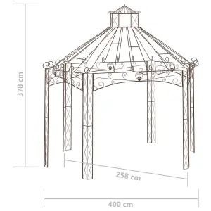 Berkfield Garden Pavilion Antique Brown 400x258x378 cm Iron