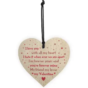 Handmade My Valentine Wood Heart Valentines Day Gift For Boyfriend Girlfriend Husband Wife