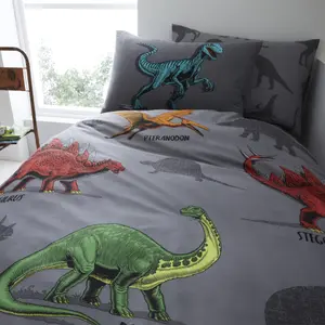 Dino Friends Single Duvet Cover and Pillowcase Set