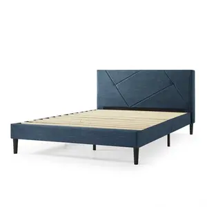 Colton Bluff Upholstered Bed Frame with Headboard Blue / Super King (6')