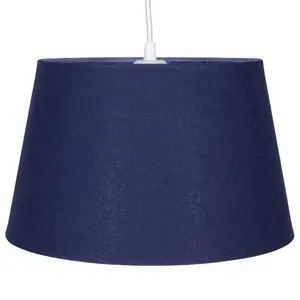 Traditional Linen Fabric Drum Shade for Pendant & Lampshade Midnight / 19cm H x 30cm W x 30cm D