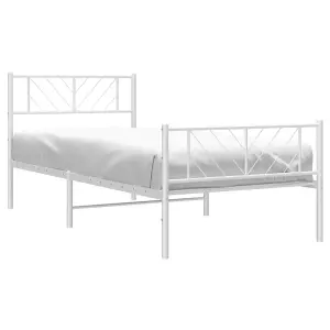 Berkfield Metal Bed Frame with Headboard and Footboard White 107x203 cm