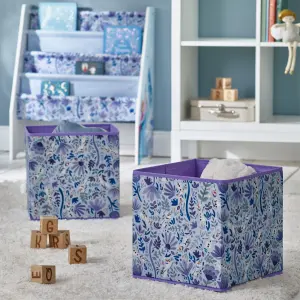 Disney Frozen 2-pc Fabric Storage Boxes - Durable, Collapsible Toy Chest for Kids' Books, Treasures, and Toys