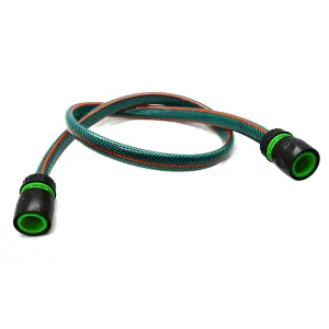 Garden Hose Pipe, Outdoor Tap to Reel Connection Set, 4 Layer Non-Toxic 1/2" Hose (Green, 1.5 m / 4.92 ft + 2 Quick Connectors)