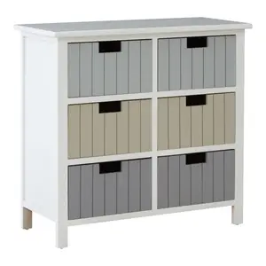 Interiors by Premier New England White 6 Drawers Chest, Delivered Fully Assmbled