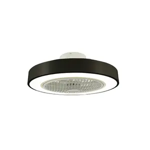 LED Ceiling Fan Light with Remote Control Adjustable Speed and Brightness in Black