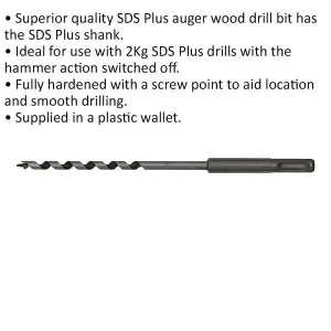 Premium 6 x 200mm SDS Plus Auger Wood Drill Bit for Smooth and Efficient Drilling