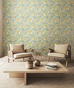 Hoopla Walls Honeysuckle Leaf Trail Seafoam Smooth Matt Wallpaper