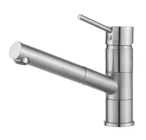 GoodHome Abruzzo Stainless steel effect Kitchen Pull-out Tap