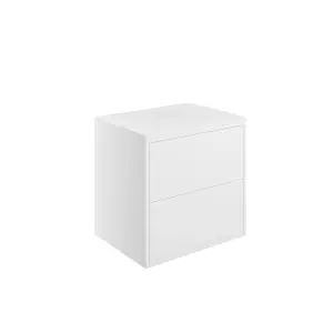 Grasmere Matt White Wall-mounted 2 Drawer Bathroom Cabinet (H) 588mm (W) 605mm