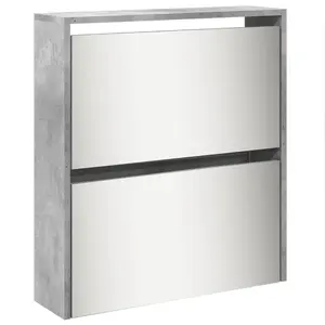 Berkfield Shoe Cabinet with Mirror 5-Layer Concrete Grey 63x17x169.5 cm