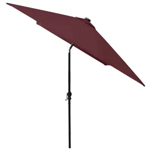 Berkfield Parasol with LEDs and Steel Pole Bordeaux Red 2x3 m