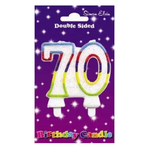 Simon Elvin Double Sided 70th Birthday Candle (Pack Of 6) Multicoloured (One Size)