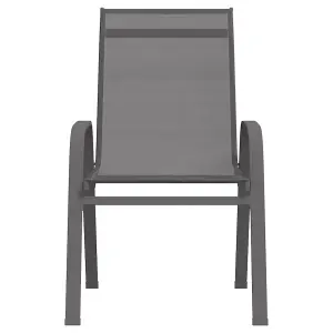 Berkfield Stackable Garden Chairs 4 pcs Grey Textilene Fabric