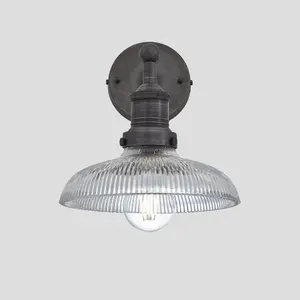 Industville Brooklyn Glass Dome Wall Light, 8 Inch, Pewter Holder