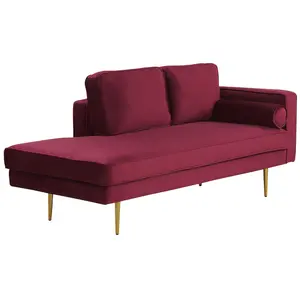 Right Hand Velvet Chaise Lounge Dark Red MIRAMAS