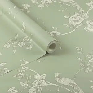 Chinoise Wallpaper Sage Green World of Wallpaper E100336AH