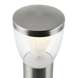 500mm Outdoor LED Lamp Post Bollard Round Brushed Steel 10W Cool White Light