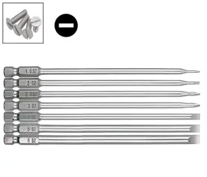 GOBEST slotted screwdriver bits set 7pcs, 100mm long magnetic 1.6-6mm, S2 steel