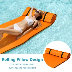 Costway Floating Water Mat Pool Roll-up Floating Mattress w/ Rolling Pillow