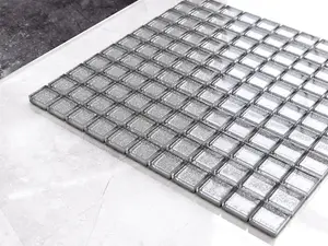 Glass mosaic on mesh for bathroom or kitchen 300mm x 300mm - Silver Sparks