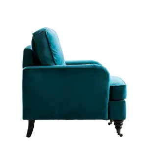 Comfy Upholstered Occasional Armchair Accent Chair Folding Back Removable Cushion with Wooden Legs