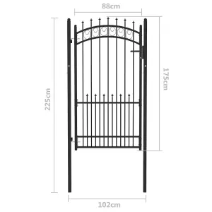 Berkfield Fence Gate with Spikes Steel 100x175 cm Black