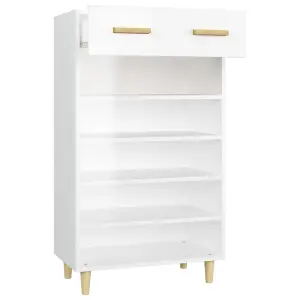 Berkfield Shoe Cabinet High Gloss White 60x35x105 cm Engineered Wood