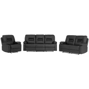 Faux Leather Manual Recliner Living Room Set Black BERGEN