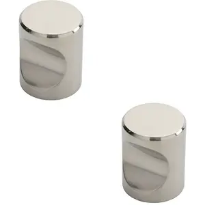 2x Cylindrical Cupboard Door Knob 30mm Diameter Polished Stainless Steel Handle