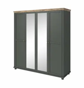 Evora 20 Hinged Wardrobe W2000mm H2160mm D620mm - Green & Oak Lefkas Harmony