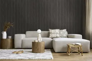 Holden Wooden Slat Panelling Wallpaper 3D Wood Panel Faux Effect Stripes Feature Charcoal 50430