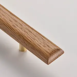 Solid Oak & Brass Handle - Stourbridge 200mm Light Oak