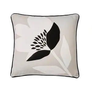 Luna Floral Square Throw Cushion Natural