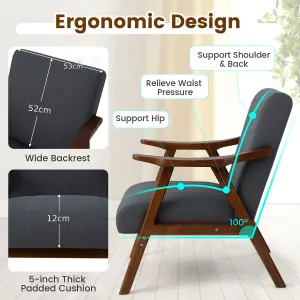 Costway Modern Accent Chair Ergonomic Leisure Chair Fabric Upholstered Lounge Chair