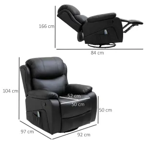 HOMCOM Massage Recliner Chair Manual Reclining Chair with Footrest Remote Black