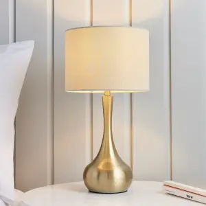 Anson Lighting Leahurst Table light finished in Soft brass plate and taupe fabric