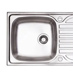 Cookology MASSA Single Bowl Inset Reversible Kitchen Sink with Draining Board - Stainless Steel