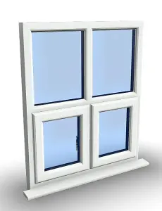 895mm (W) x 895mm (H) PVCu StormProof Casement Window - 2 Bottom Opening Windows - Toughened Safety Glass - White