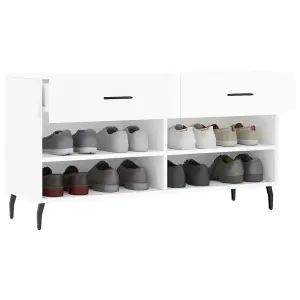 Berkfield Shoe Bench High Gloss White 102x35x55 cm Engineered Wood