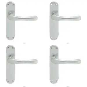 4 PACK - Rounded Smooth Internal Latch Door Handle - Satin Chrome Lever on Backplate