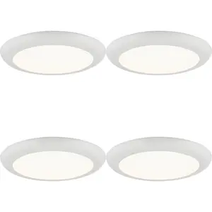 4 PACK Ultra Slim Recessed Ceiling Downlight - 18W Cool White LED - Matt White