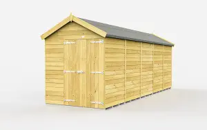 7 x 20 Feet Apex Shed - Double Door Without Windows - Wood - L592 x W214 x H217 cm